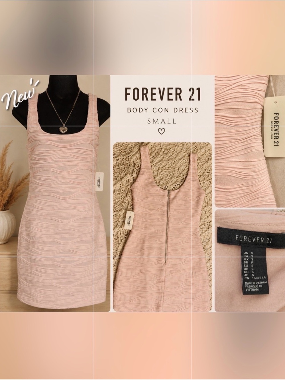 Forever 21 Light Blush Pink Textured Bodycon Mini Dress